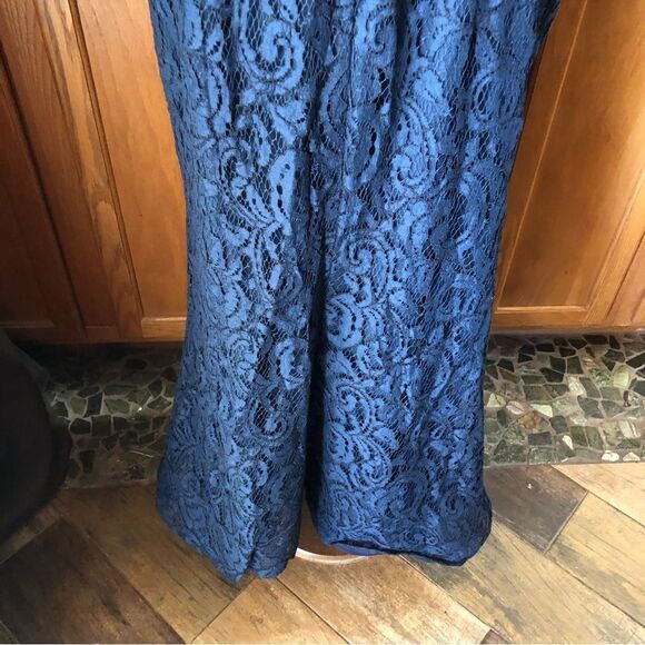 Vintage RINA Di MONTELLA Navy Blue Beaded Gala Wedding Maxi Dress Gown - 16 - Picture 12 of 16